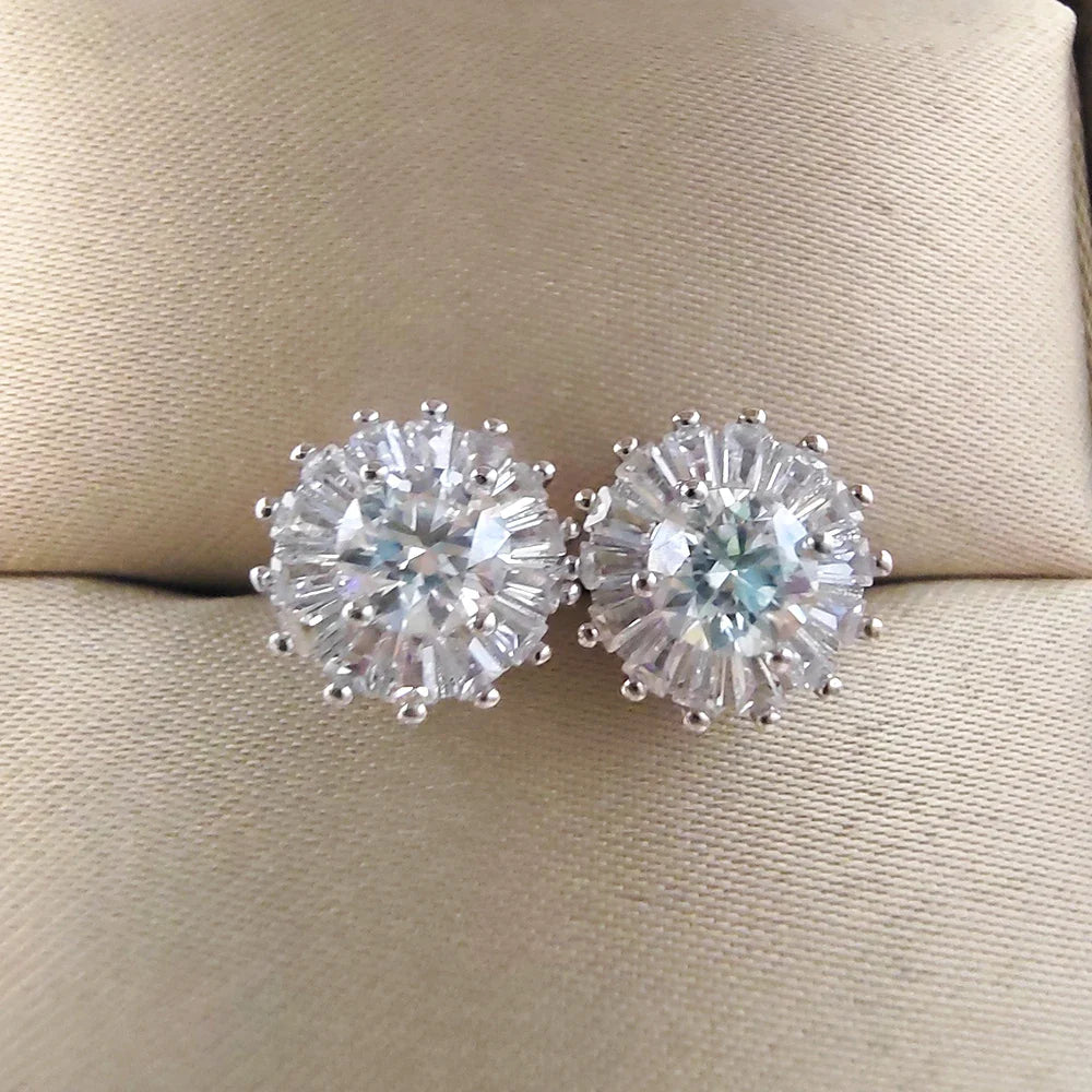 Luomansi 0.5CT 5MM D Moissanite Earrings S925 Silver Passed the Diamond Test Women Jewelry Wedding Party Birthday Gift