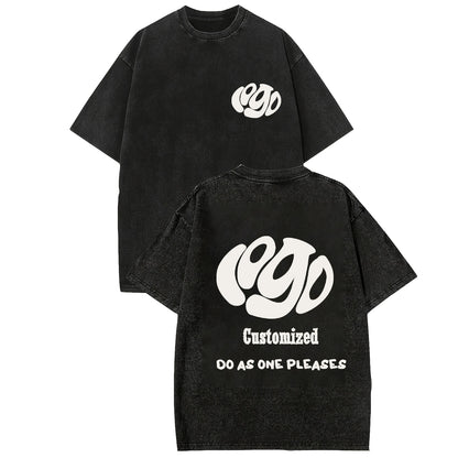 Custom Your LOGO Hip Hop Streetwear Men 100% Cotton T-shirts Oversized Washed Top Tee Unisex Summer Retro Brand Personalized