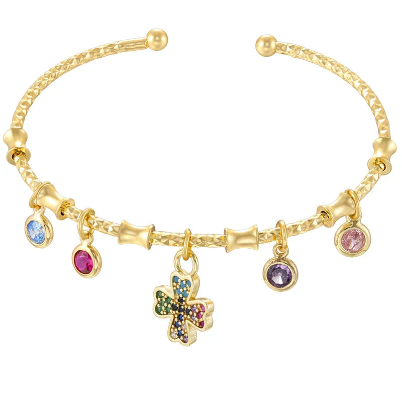 ZHUKOU candy charms bracelet for women Gold color romantic round charms bangles lady birthday gifts Man bracelet Jewelry VL338