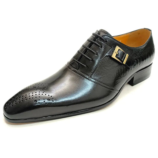 Luxury Pure Cowhide Leather Men Formal Shoes Oxford Business Office Male