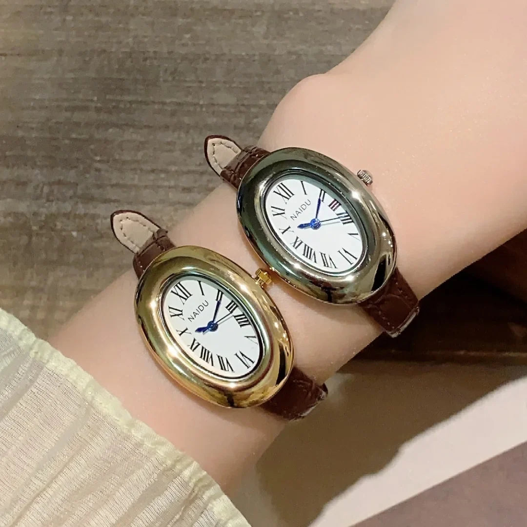 Fashion Oval Dial Women's Watch Casual Leather Band Analog Quartz Watches Female Wristwatch Dropshipping Clock Reloj De Mujer