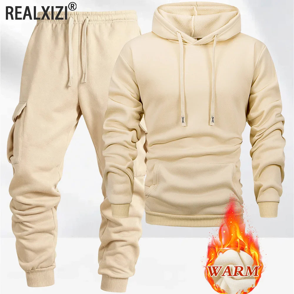 2025 Autumn/Winter Men's jogging Fitness sportswear Set Fashionable Casual Long-sleeved Sweatshirt + Casual Pants 2-piece Sets