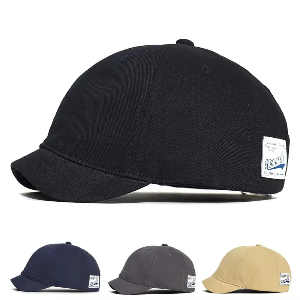 Trucker Style Short Brim Baseball Cap Adjustable Cotton Sunscreen Hat Nylon Fastener Tape Dad Hat Men Women