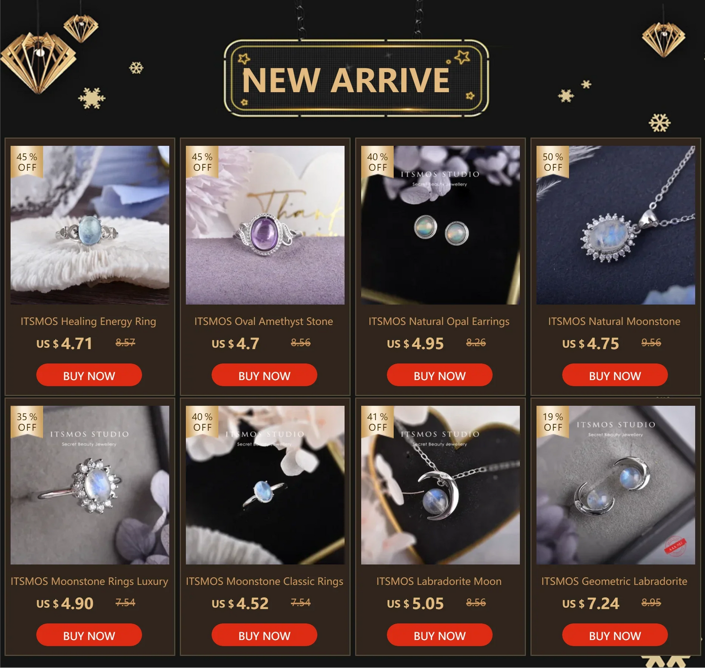ITSMOS Natural Stone Opal Earrings Silver Post Lucky Hope Elf Studs Earring Lover Colorful Jewerly for Women Gift  High Quality