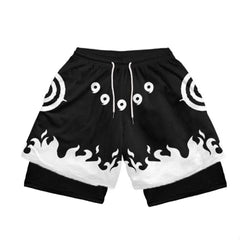 Men's Anime Performance Shorts Manga Print 2 in 1 Gym Shorts Compression