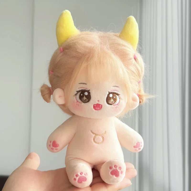 20cm Kawaii Plush Cotton Doll Cute Lovely Naked Stuffed Toy DIY Zodiac Idol Dolls Girls Kids Girlfriends Collection Gift