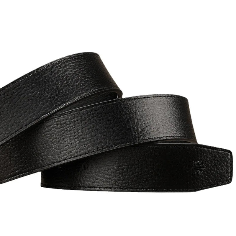 2024 New Temperament Business Men's Belt Letter Metal Button Head Versatile Decorative Jeans Dress Business Men's Belt