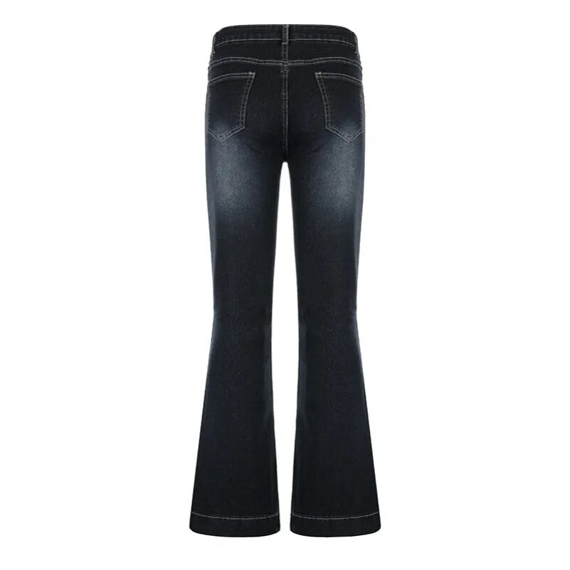 New Flare Jeans Women's Low Waist Trousers Vintage Aesthetic Denim Pants Streetwear Mom Casual Korean Fashion Y2k  Jeans