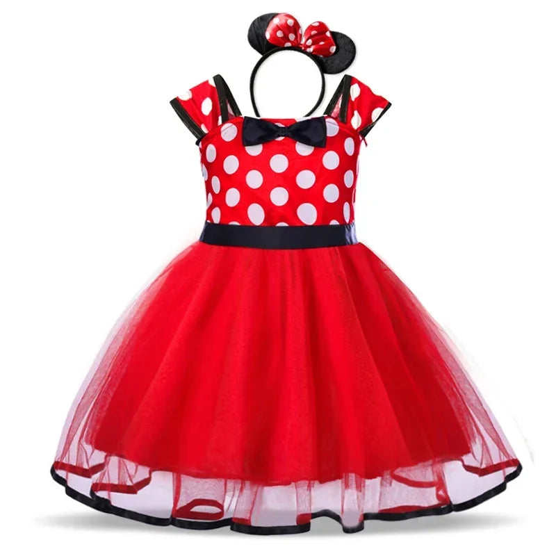 Baby Girls Minnie Mouse Dress for Toddler Clothing 1-5Yrs Kid Cosplay Vestidos Halloween Costume for Kids Christmas Party Dress