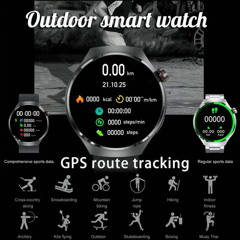 2025 New Watch 4 Pro NFC GPS Smart Watch Men 1.53-inch AMOLED Display 100+ Sports Modes Bluetooth Call High-end Smartwatch Man