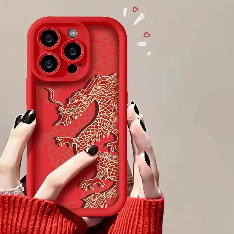 Dragon Soft Phone Case For iPhone 11 12 13 14 15 16 Pro Max XR XS X 7 8 Plus SE 2020 Silicone INS Covers
