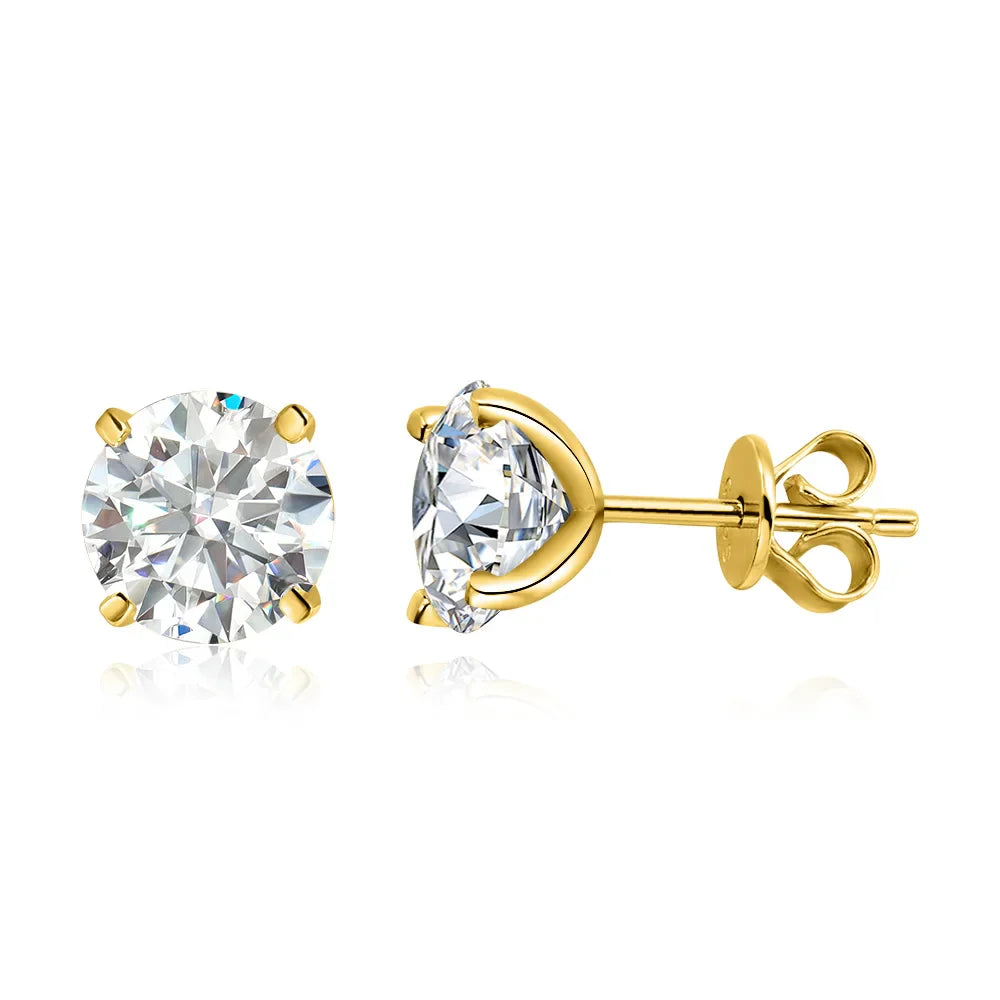 0.2-5ct Moissanite Stud Earring for Women Men Round D Color Diamond 925 Sterling Silver 18K Gold Plated Jewelry with Certificate