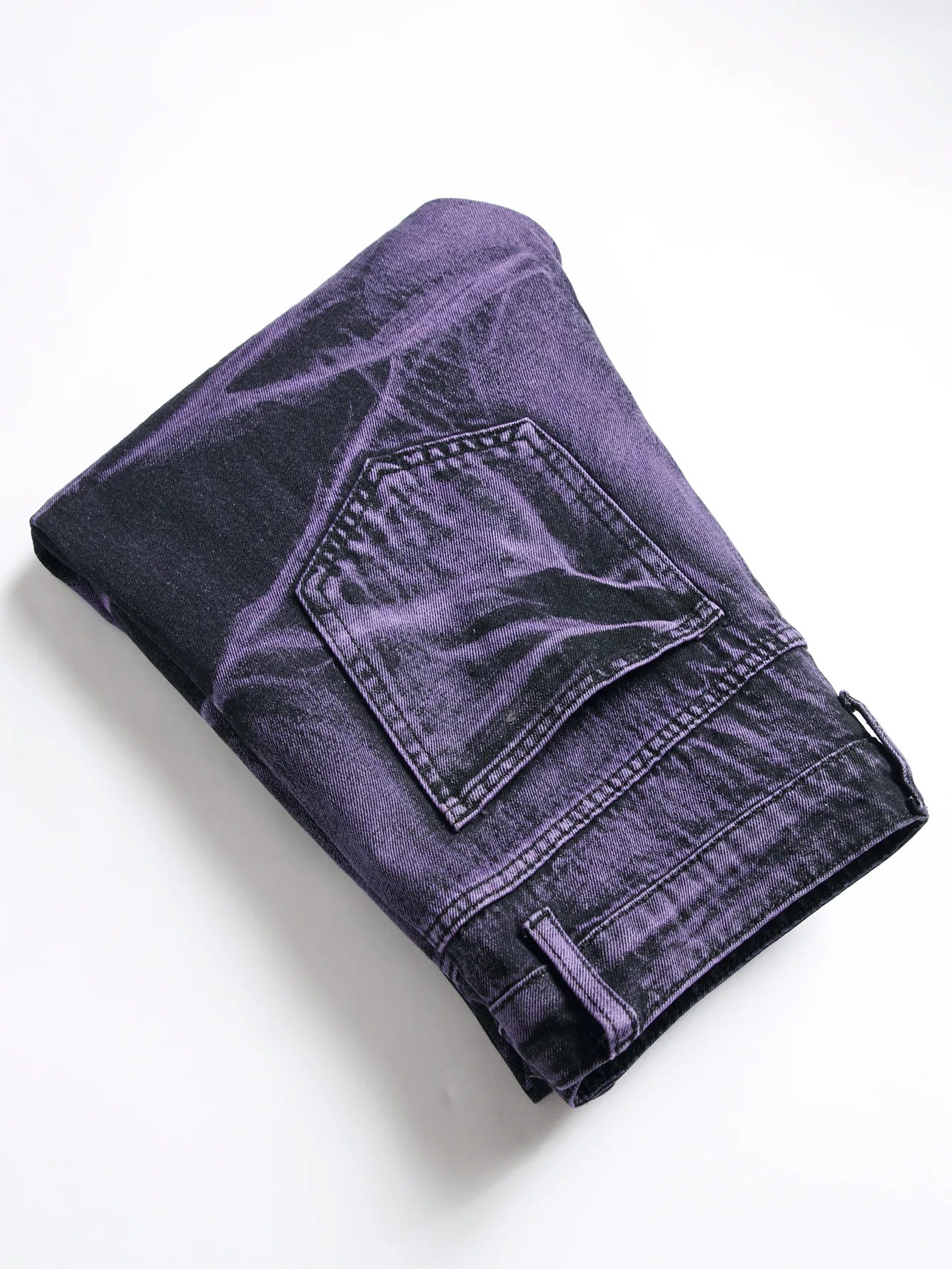 High Street Ripped Jeans for Men Four Seasons Causal Denim Pants Personalized Purple