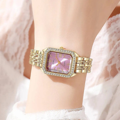 Fashion Rectangle Women Watches Ladies Rhinestone Quartz Watch Bracelet Strap Wristwatch Reloj Mujer（Without Box）