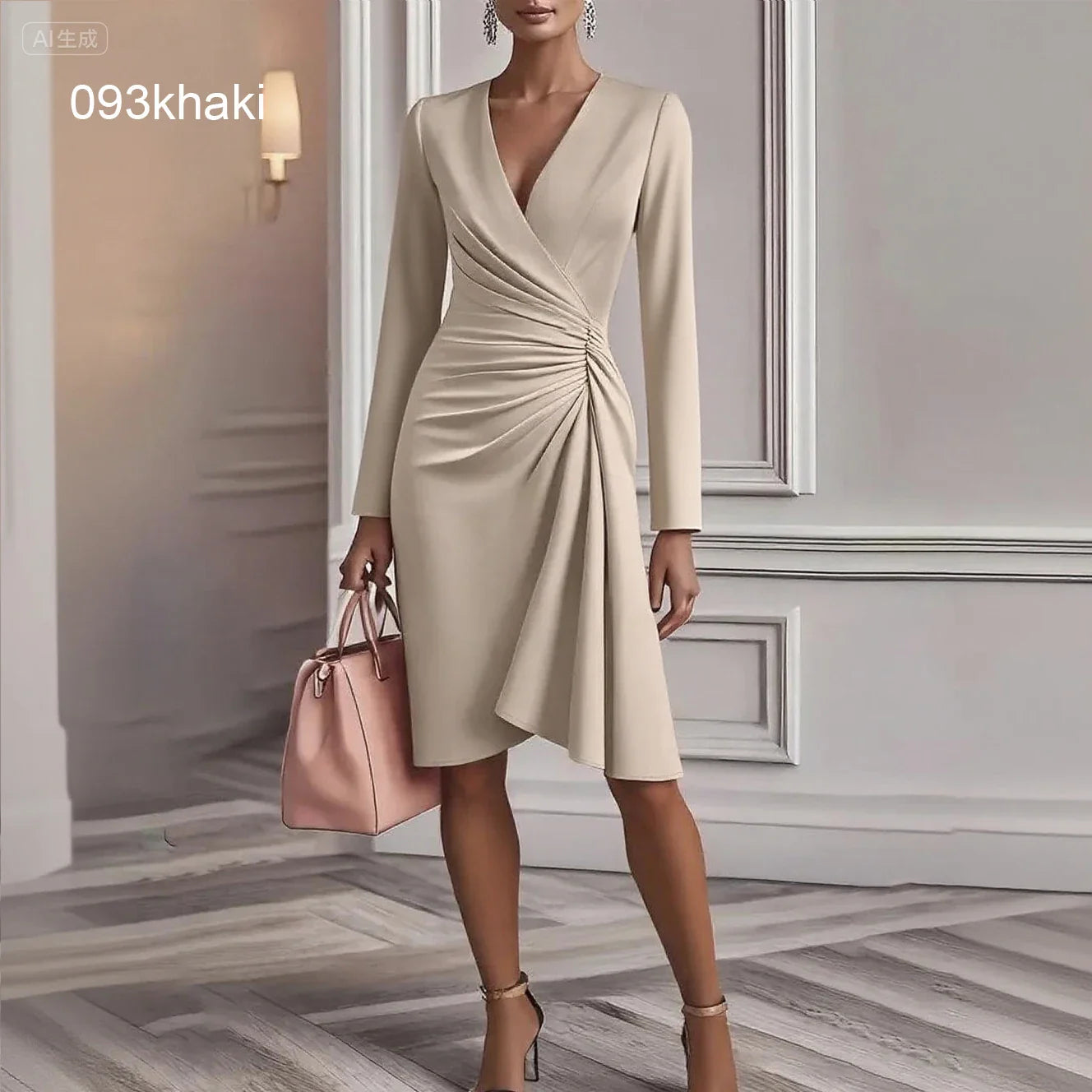 Women's Short-Sleeved Chiffon Evening Dress, Female Party Dress, Monochromatic, Bohemian, Long, Elegant, New, 2022