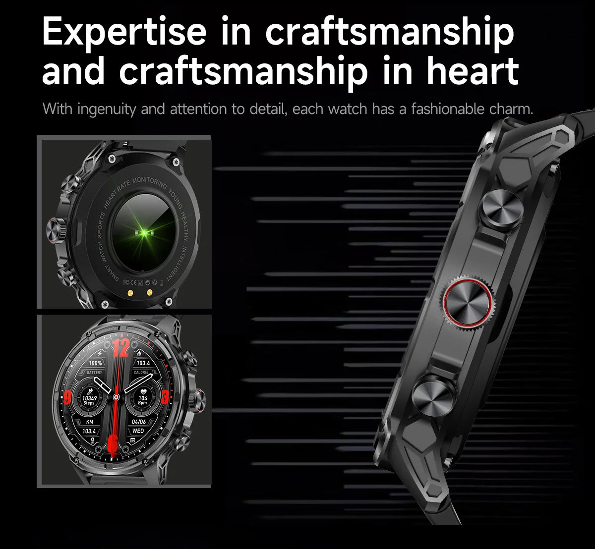 New T-Rex3 710mAh Large Battery Durable Adult Smart Watch 1.85-inch GPS trackr Compass 3ATM Waterproof BT Call Sports Smartwat
