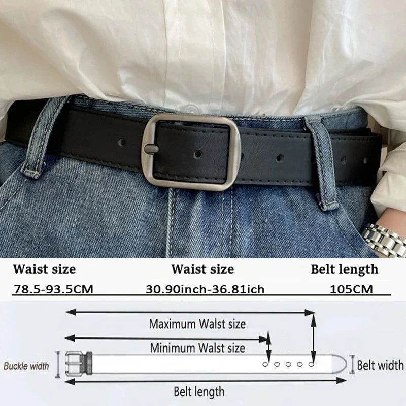 PU Leather Belt for women's Black Brown trousers belt for Jeans Casual Fashion Belts Vintage Strap Female Waistband AB005