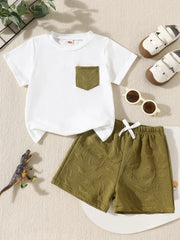 Summer Toddler Boy's 2 Piece Outfits Bamboo Fiber Short Sleeve T Shirt Dinosaur Shorts Set 1-8years Boy Daily Outdoor Outfits