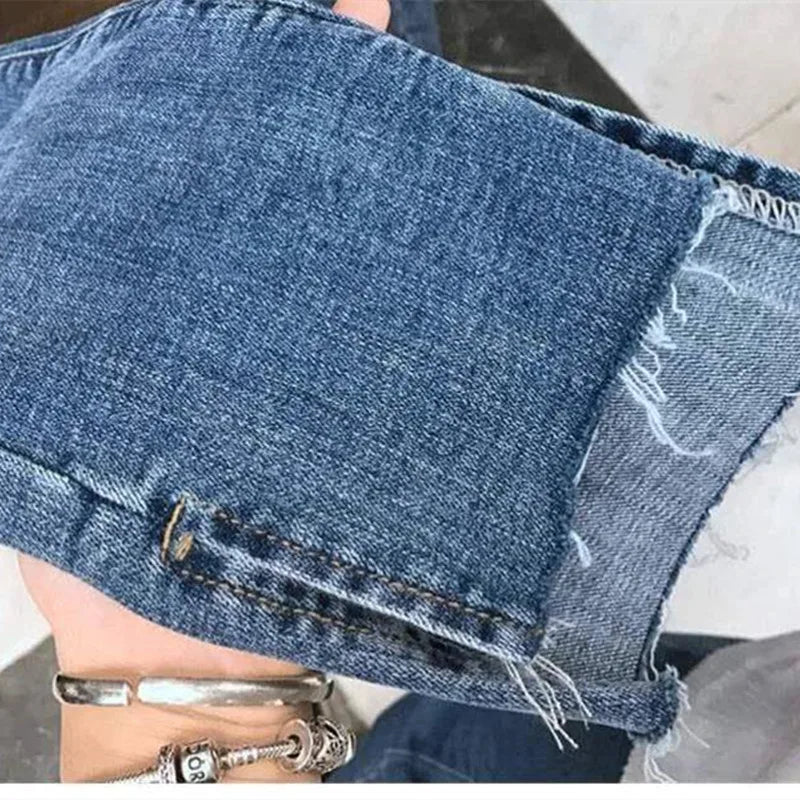 Women Denim Skinny Trousers Ripped Jeans For Women Hole Vintage Pencil Pants