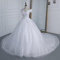 Off The Shoulder Wedding Dress light Appliques Pearls Lace Fashion