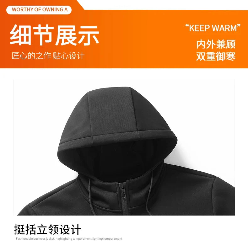 Men's Hooded Sweatshirts+ Pants Suits Male Warm Winter Fleece Sportwear Zipper Coat Warm Sports Sets Thick Hoodies Tracksuit