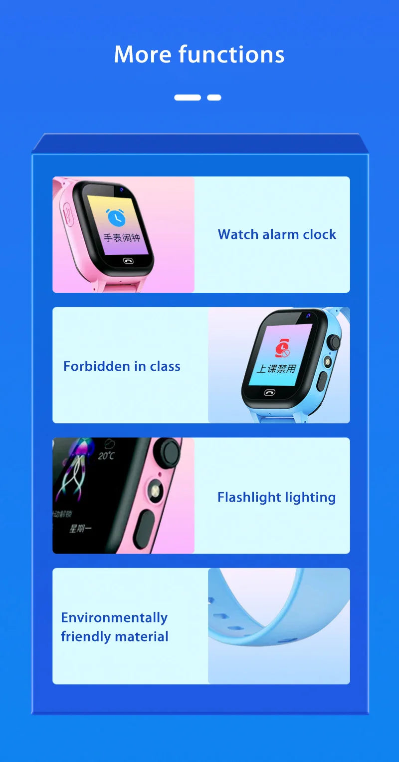 Lenovo Smart Watch Kids 4G Sim Card 2G Internet SOS Tracker Call Phone Voice Chat Photo Children Smartwatch Camera Boy Girl Gift