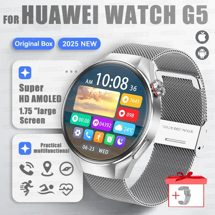 2025New Originl Watch G5 PlUS Smart Watch Men 466*466 HD AMOLED Screen GPS track Heart Rate Bluetooth Call Waterproof SmartWatch