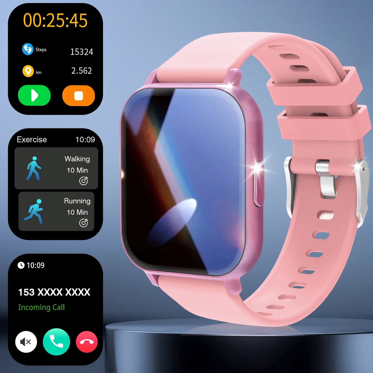 Smart watch, wireless calling /dial,for iPhone/Andriod, multi -Sport mode, calling reminder and rejection, SMS reminder