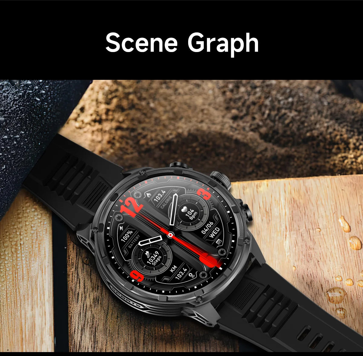 New T-Rex3 710mAh Large Battery Durable Adult Smart Watch 1.85-inch GPS trackr Compass 3ATM Waterproof BT Call Sports Smartwat