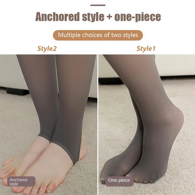 Woman Thermal Tights Translucent Fleece Leggings Pantyhose Slim Winter Warm