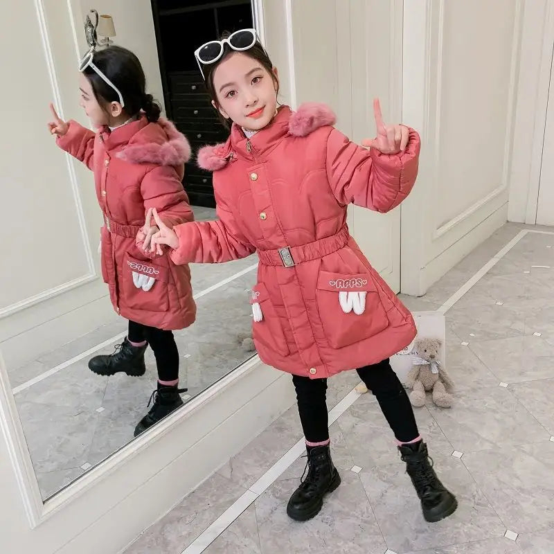 Baby Girl Winter Jacket Cute Coats Old Warm Hooded Parka Windproof Children's Clothing