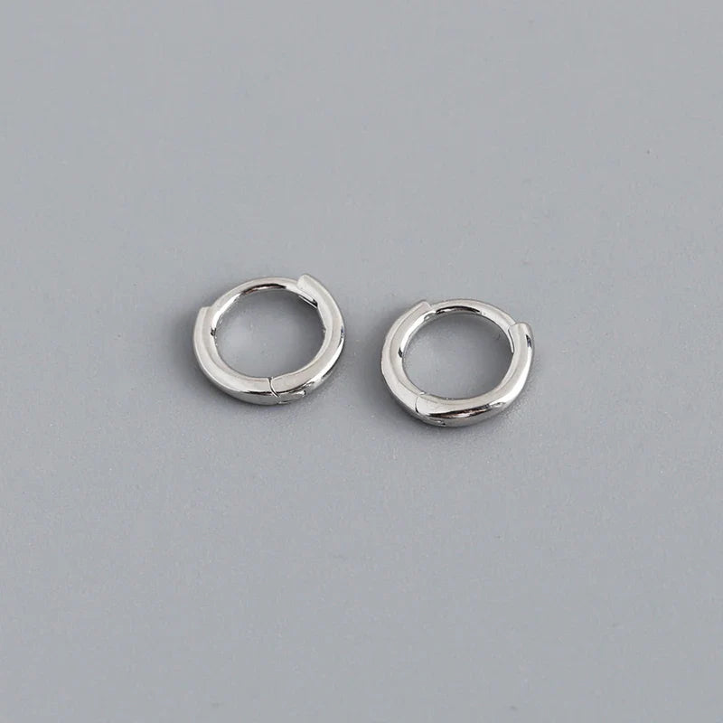WANTME 925 Sterling Silver Minimalist Glossy Circle Hoop Earrings for Women Fashion Simple Ear Bone Piercing Jewelry Accessories