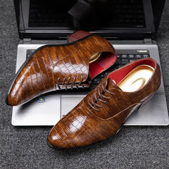 Men's Heel shoes Formal Leather Brown Men Loafers Dress Shoes Fashion Mens