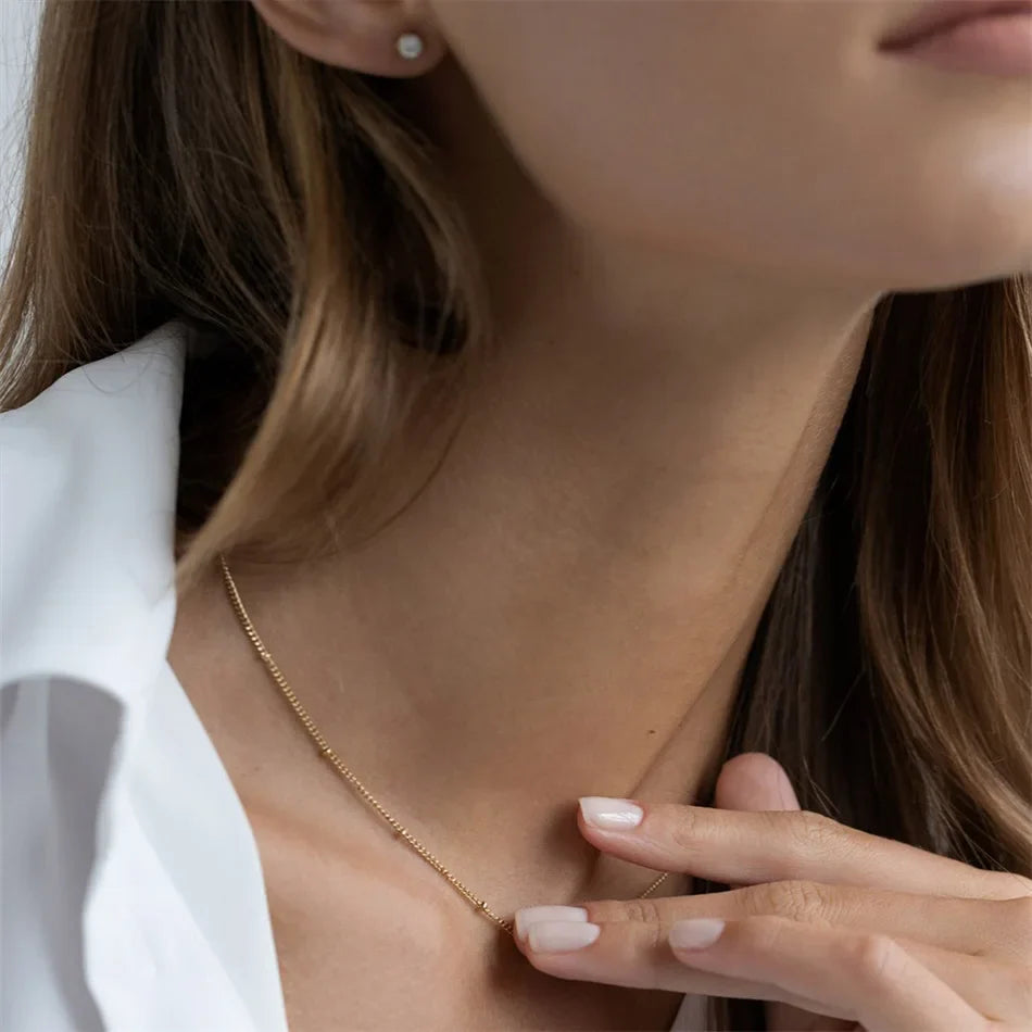 eManco Gold Color Stainless Steel  Chain Choker Necklace Women Chain Necklace Sets for Women gift