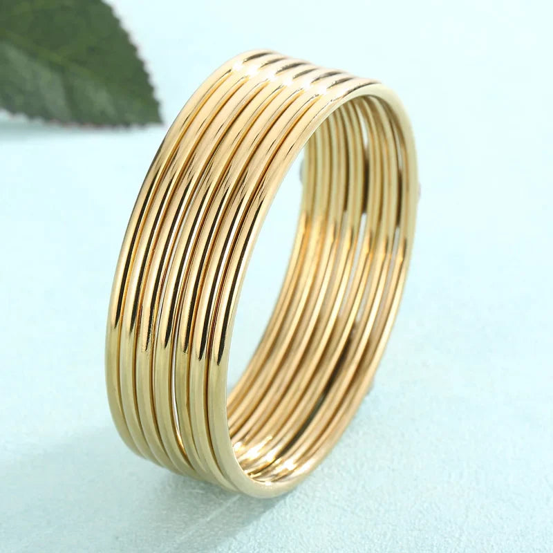 Simple Stainless Steel Bracelet For Women Men Gold Silver Color Geometry Wire Round Bangle Female Trendy Jewelry Wristband Gifts