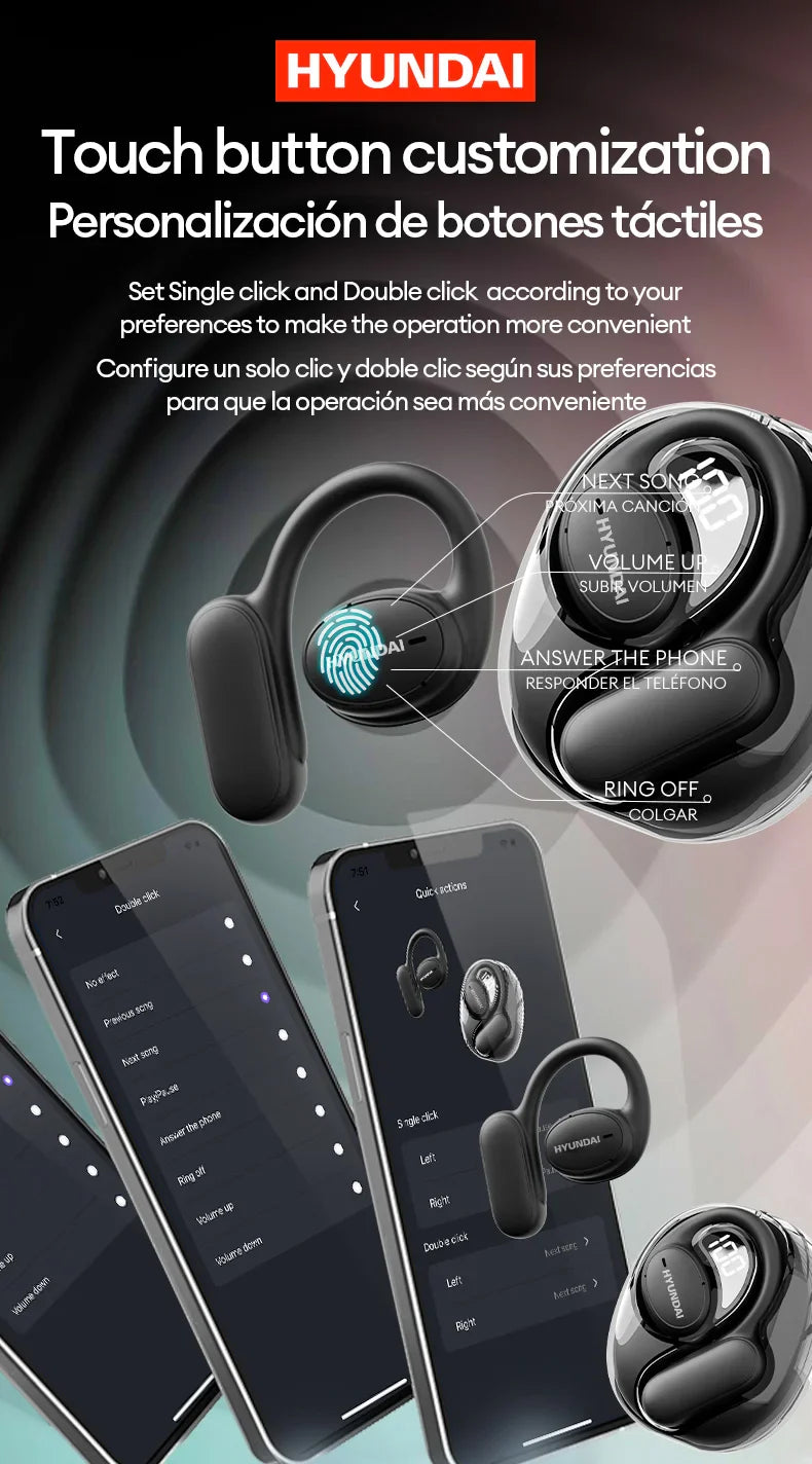 Choice HYUNDAI Openair5 AI Bluetooth Translation Earphones Hanging Ear Type AI Intelligent 100+ languages Meeting Earphone Gift