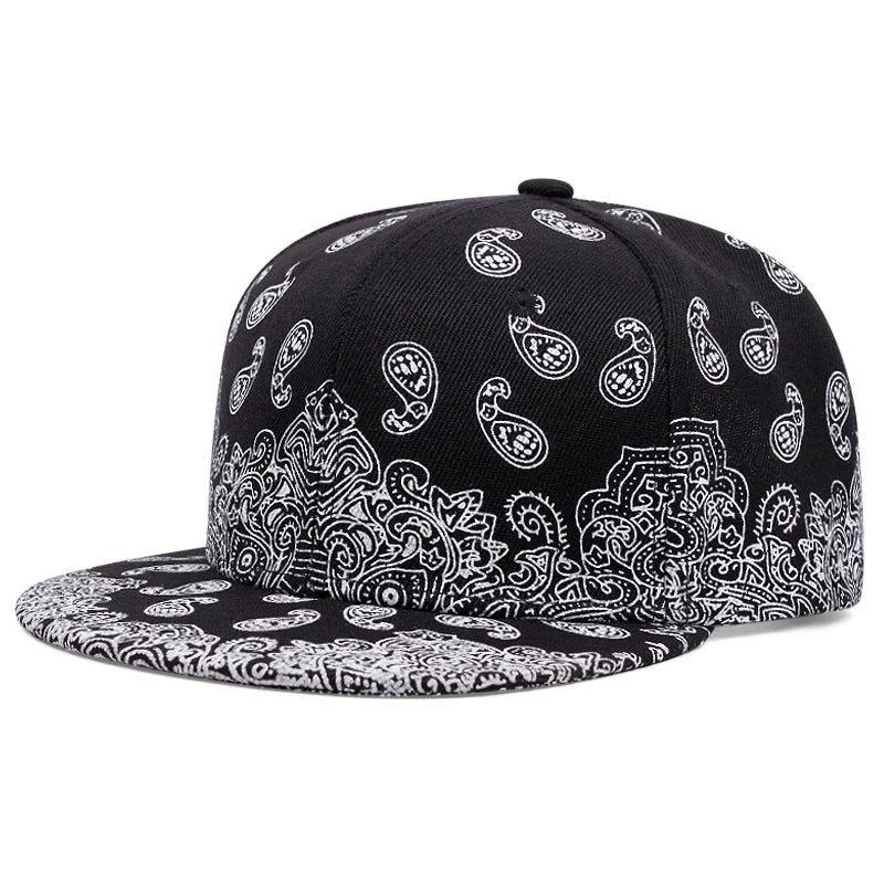 2024 New Fashion West Coast Cashew Flower Printing Snapback Cap Outdoor Sun Men Woman Baseball Hat Adjustable