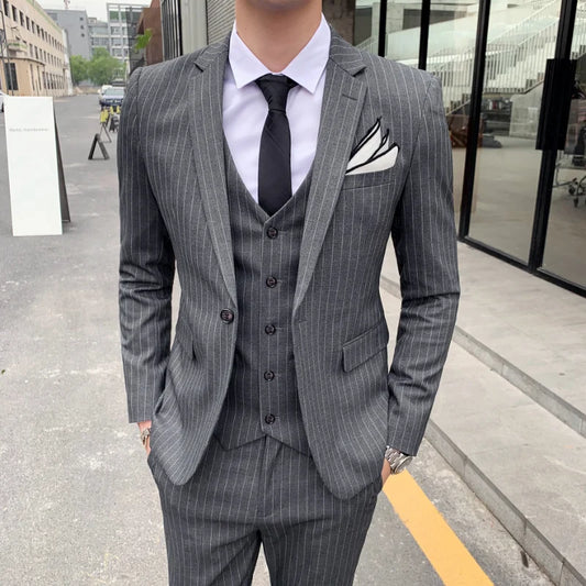 Tuxedo for Mens: Striped Suit Jacket Men's Suit Suit Men's Slim Tuxedo