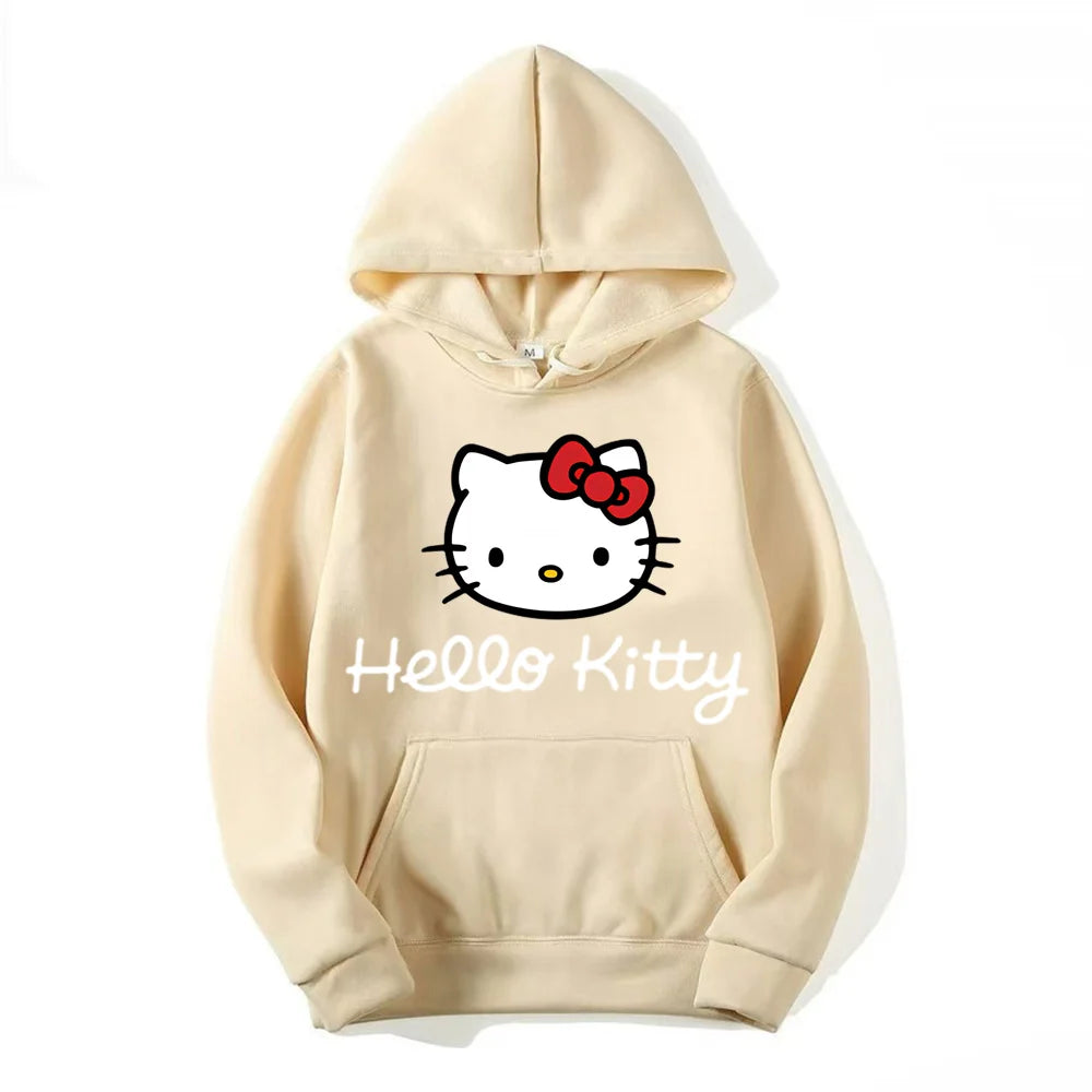 Hello Kitty Anime Hoodie Casual Sweatshirt Boys Fleece Pullover Y2k Sudadera