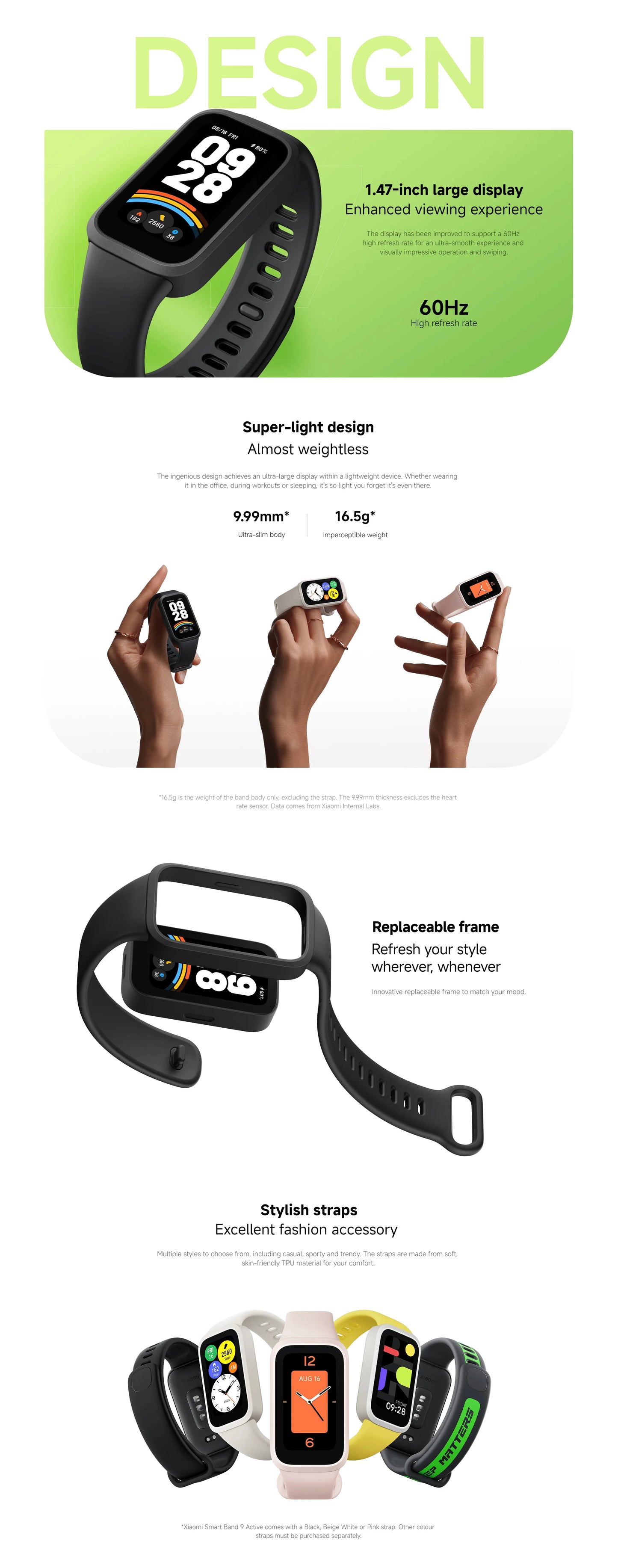 Global Version Xiaomi Smart Band 9 Active 1.47'' TFT display Xiaomi Band 9 Active Mi Band 9 Active Up to 18-day battery life