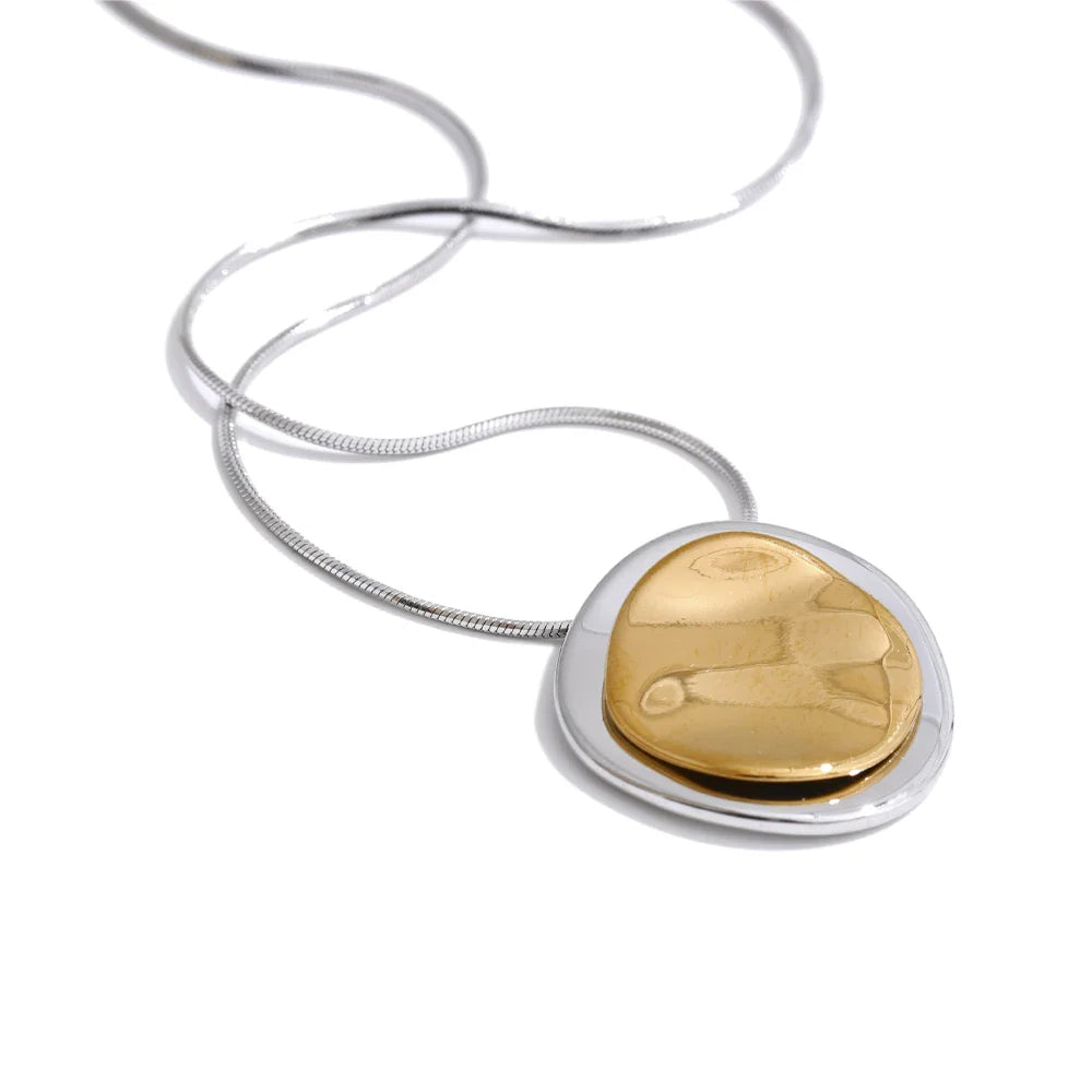 Yhpup Double Round Pendant Fashion Necklace Water Resistant Metal Stainless Steel Daily Waterproof Jewelry Recommend
