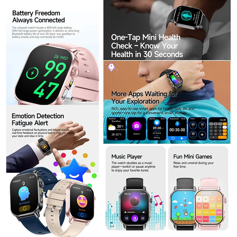 Body Composition analysis Monitoring Smart Watch Men ECG Heart Rate Blood pressure Uric Acid Health Tracker Smartwatches 2026New