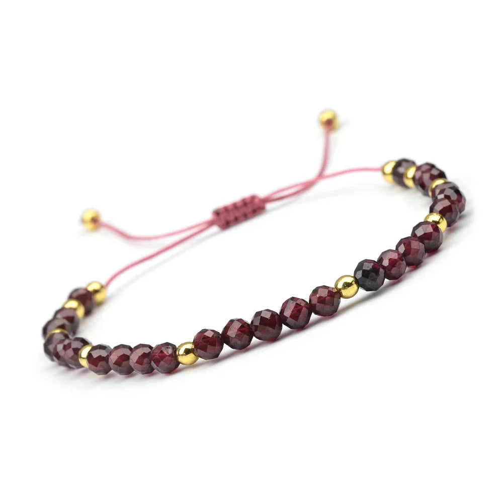 4mm Natural Stone And Hematite Bead Braided Adjustable Bracelet Suitable For Men And Women Daily Holiday Birthday Wear