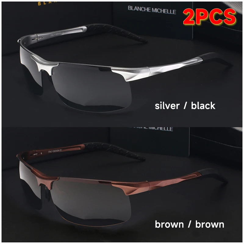 Sport Sunglasses Polarized Men UV400 Rectangle Gold Outdoor Driving Sun Glasses