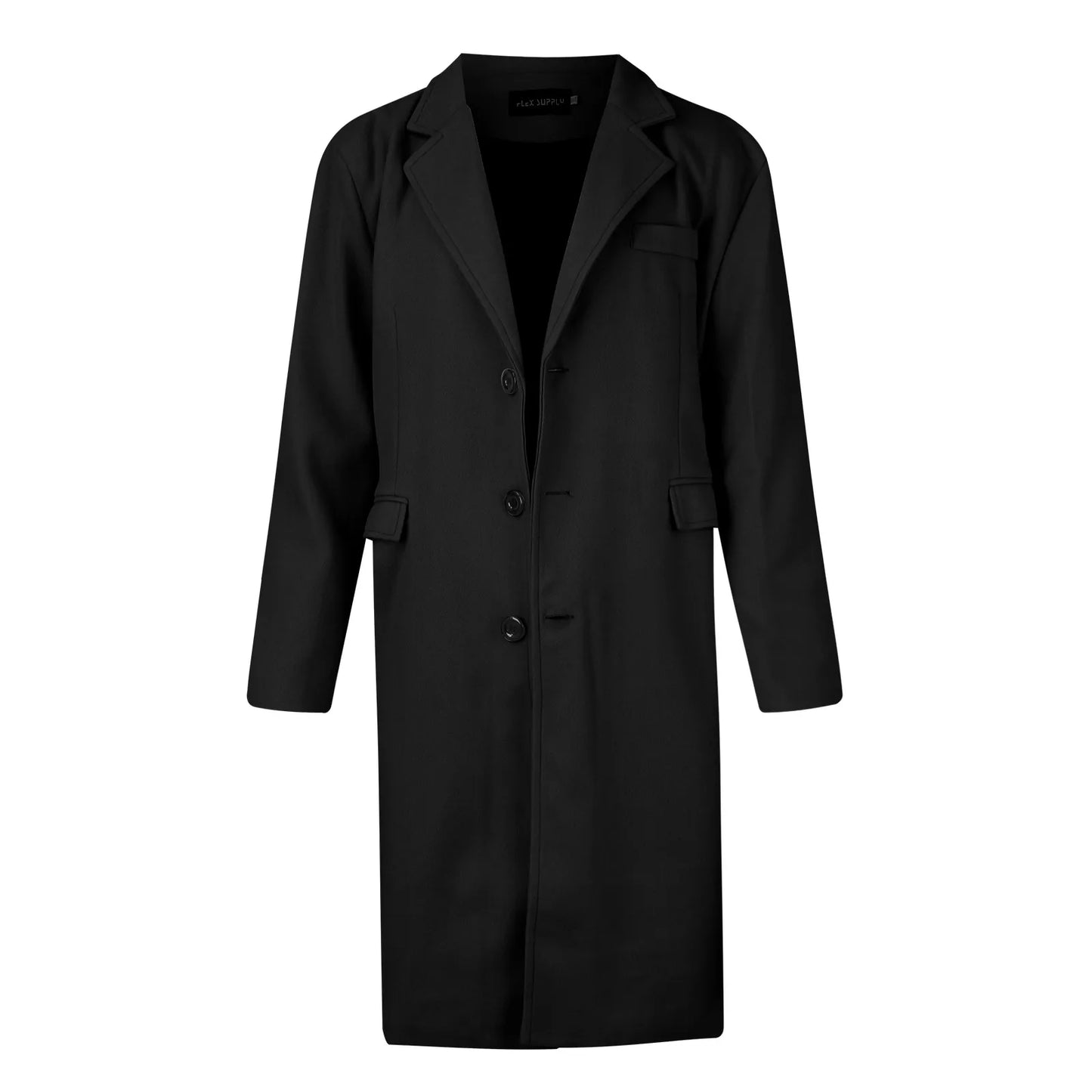 mens coats Autumn Winter Long Trench Coat woolen Solid Color Mid-Length