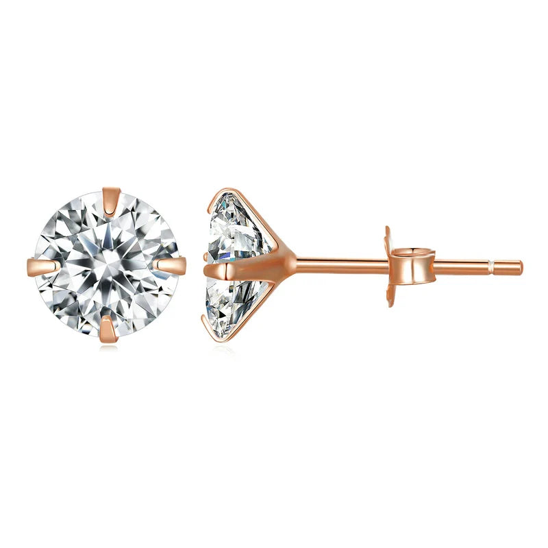 Bamoer CZ Stud Earrings 925 Sterling Silver Platinum Plated Round Cubic Zirconia Hypoallergenic Barbell Earrings 4-7mm