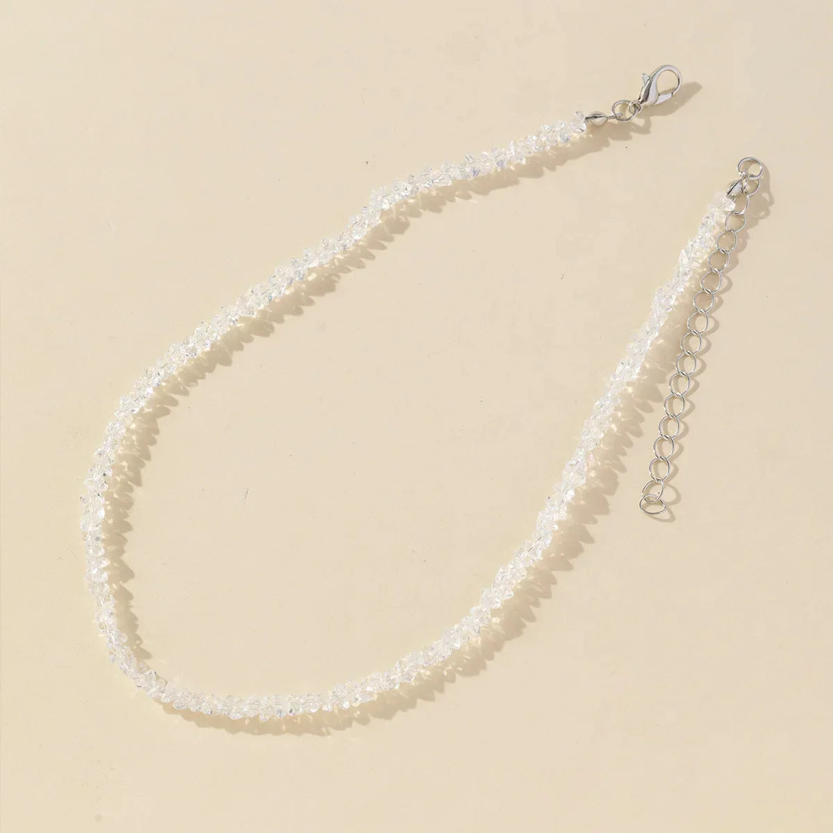 Mulit-cut Glass Crystal Irregular Beaded Choker Necklace for Women Transparent Vintage Collarbone Collar Neck Fashion Jewelry