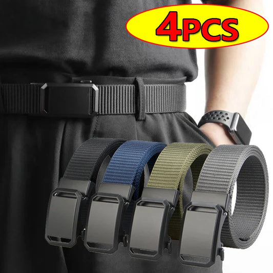 Tactical Belt For Men Canvas Automatic Buckle Belt Man Durable Casual Outdoor Hunting Adventures Training Pants Waist Belt Golf