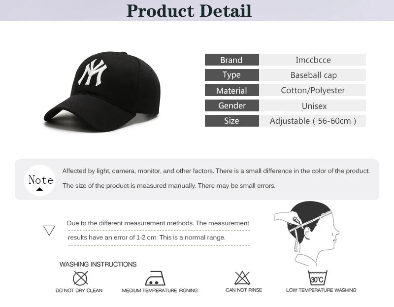 Fashion Korean Letter MY Baseball Cap 3D Embroidery Dad Hat Men