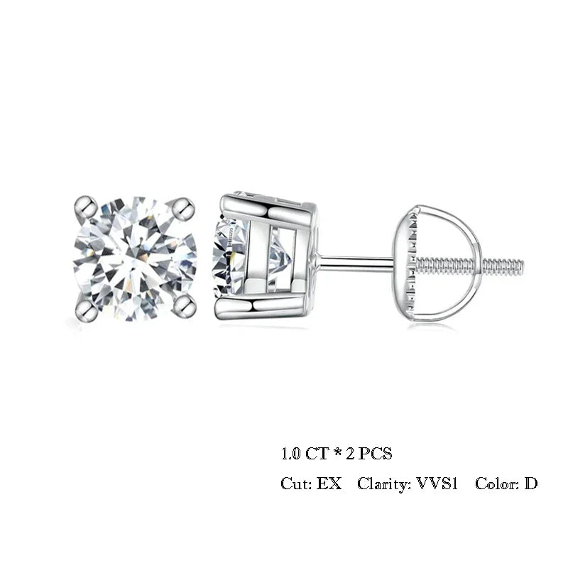 BAMOER 4 Prongs Moissanite Earrings for Women Solid 925 Sterling Silver 2CT VVS1 Lab Diamond Sparkling Classic Wedding Jewelry